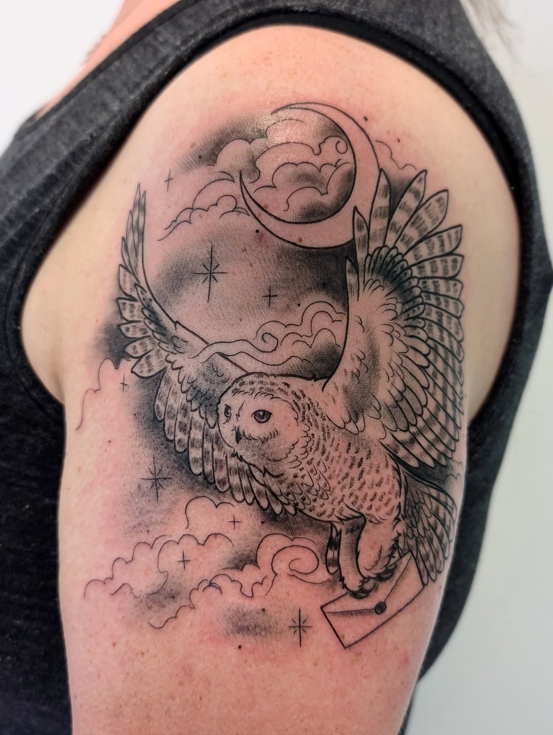 Tattoo by @_breezy.blue_ — fine_line, black_and_grey