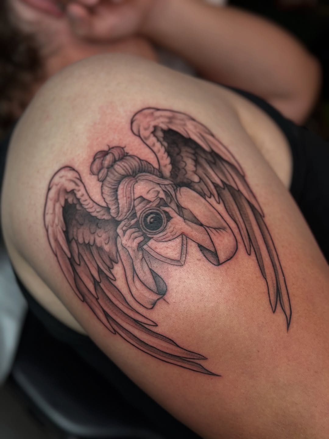 Tattoo by @lilymyriatattoos — illustrative, black_and_grey