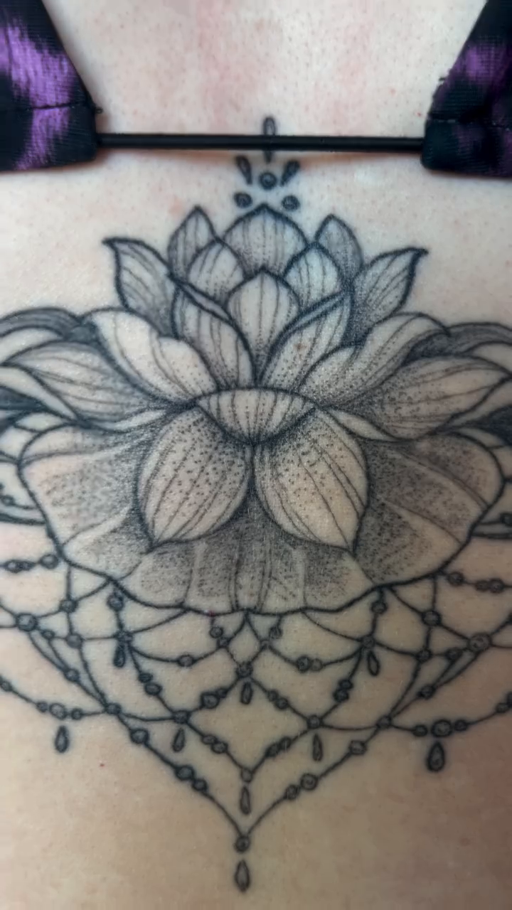 Tattoo by @erinncreates — black_and_grey, dotwork