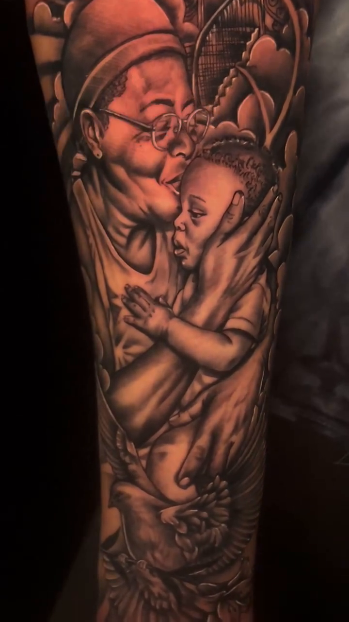 Tattoo by @redinkdtattoos — realism, black_and_grey