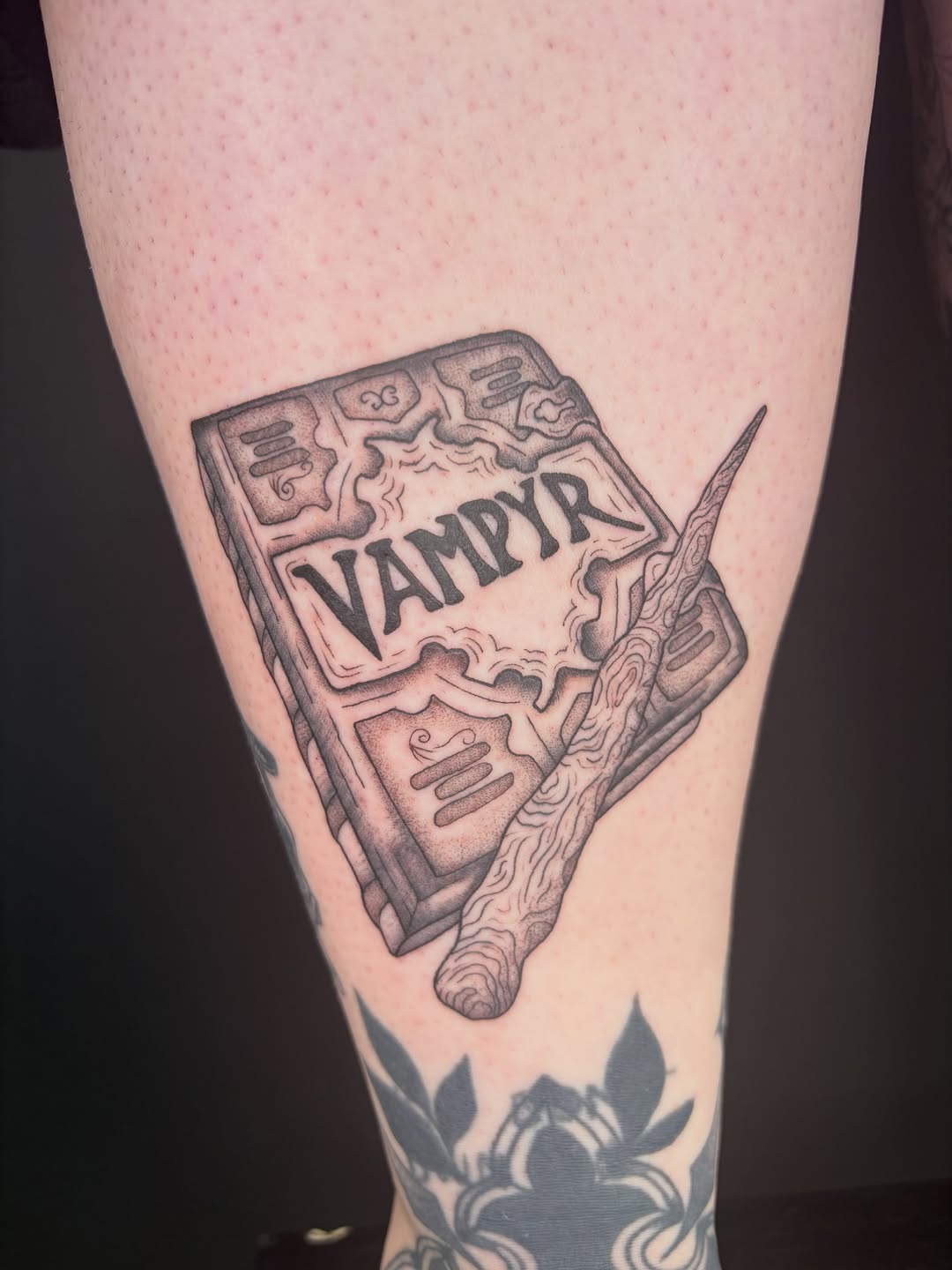 Tattoo by @poppyoliviatattoo — black_and_grey, lettering_script