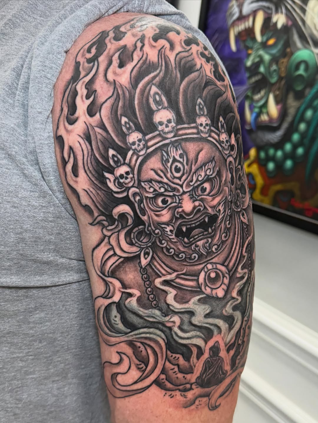 Tattoo by @mekong_lotus — black_and_grey, dark_realism