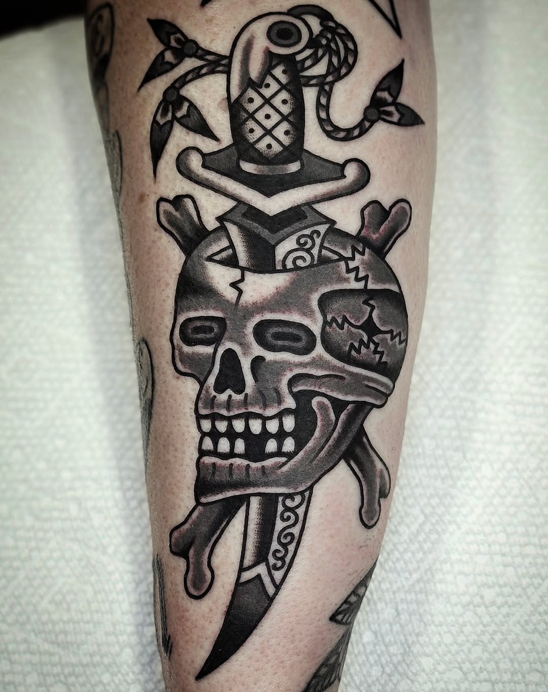 Tattoo by @mikegrasketattooart — american_traditional, black_and_grey
