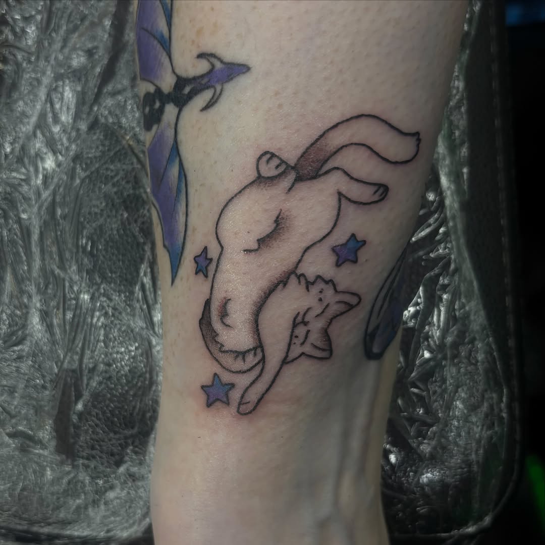 Tattoo by @vomit_goblin — illustrative, dotwork