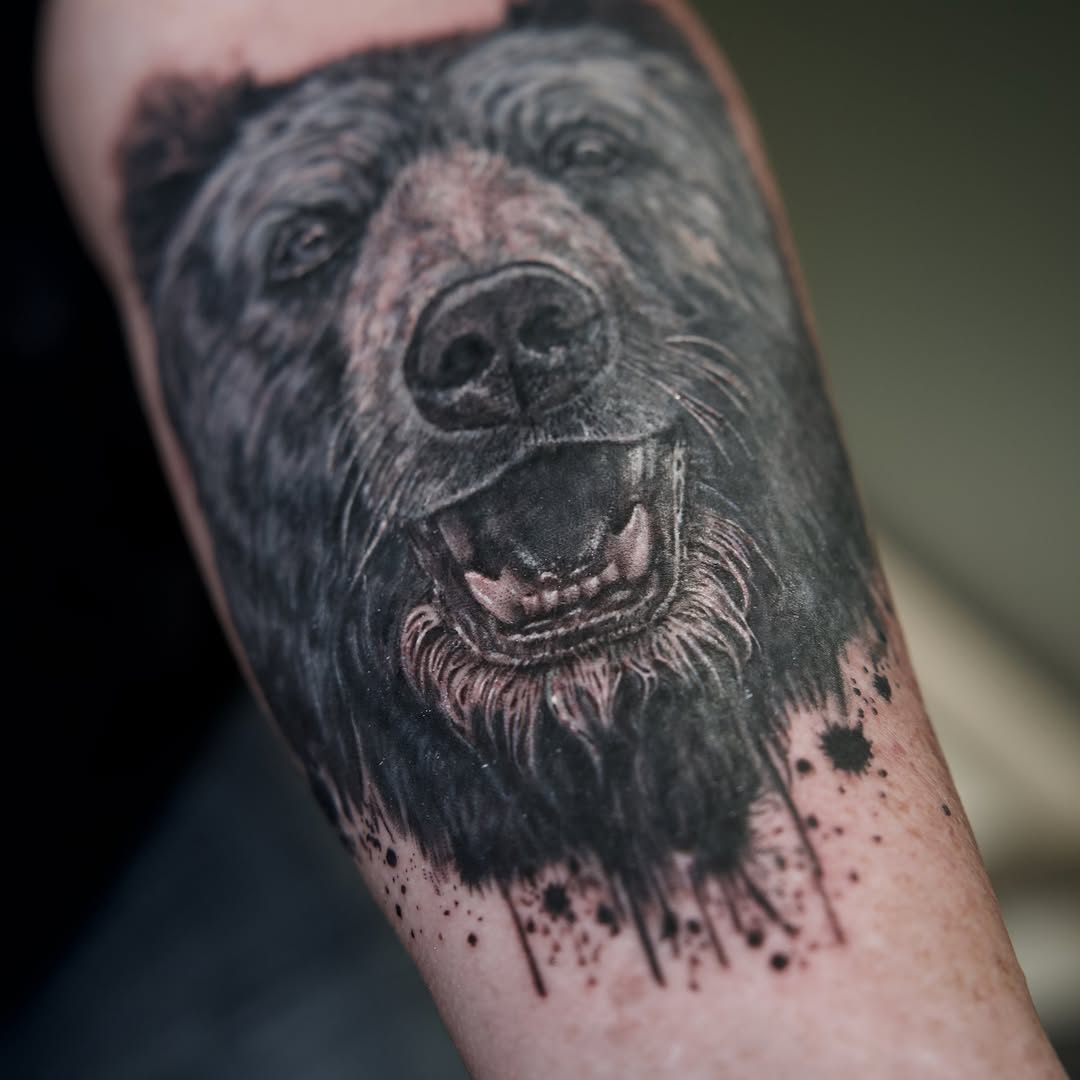 Tattoo by @raven_wood_tattoo โ realism, black_and_grey