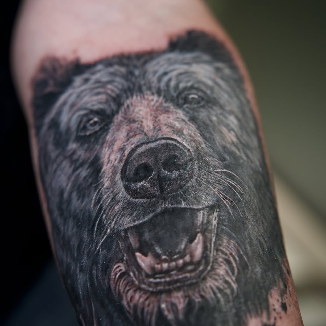 Tattoo by @raven_wood_tattoo — realism, black_and_grey