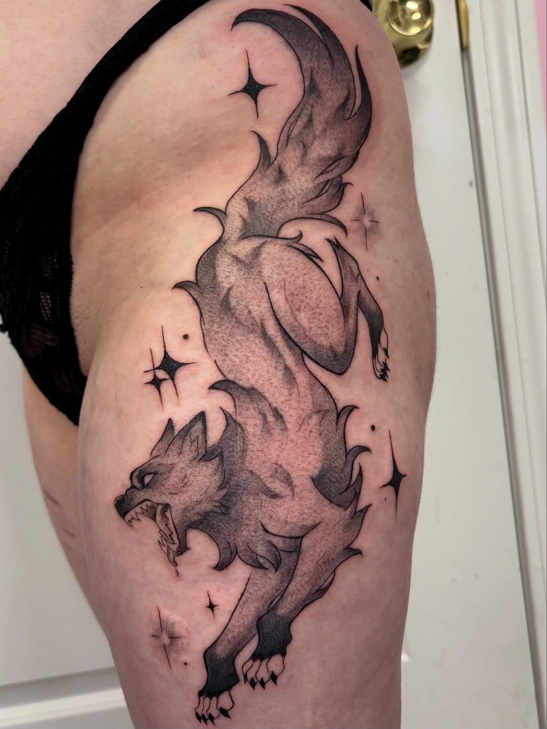 Tattoo by @bloodlust.blaire — black_and_grey, illustrative
