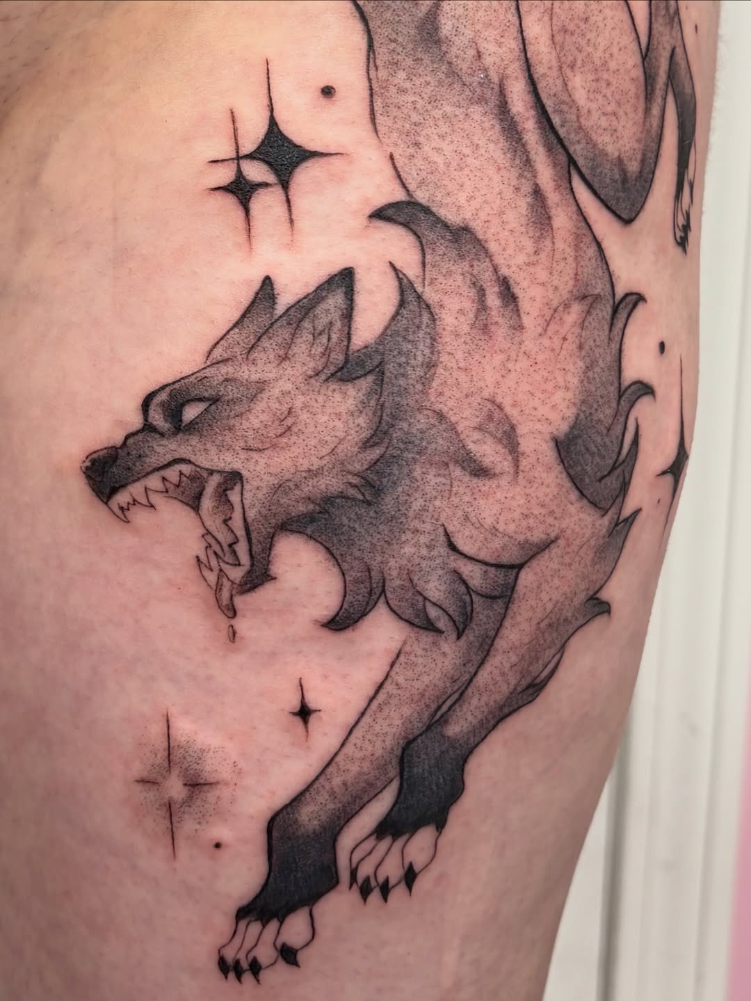 Tattoo by @bloodlust.blaire — black_and_grey, dotwork