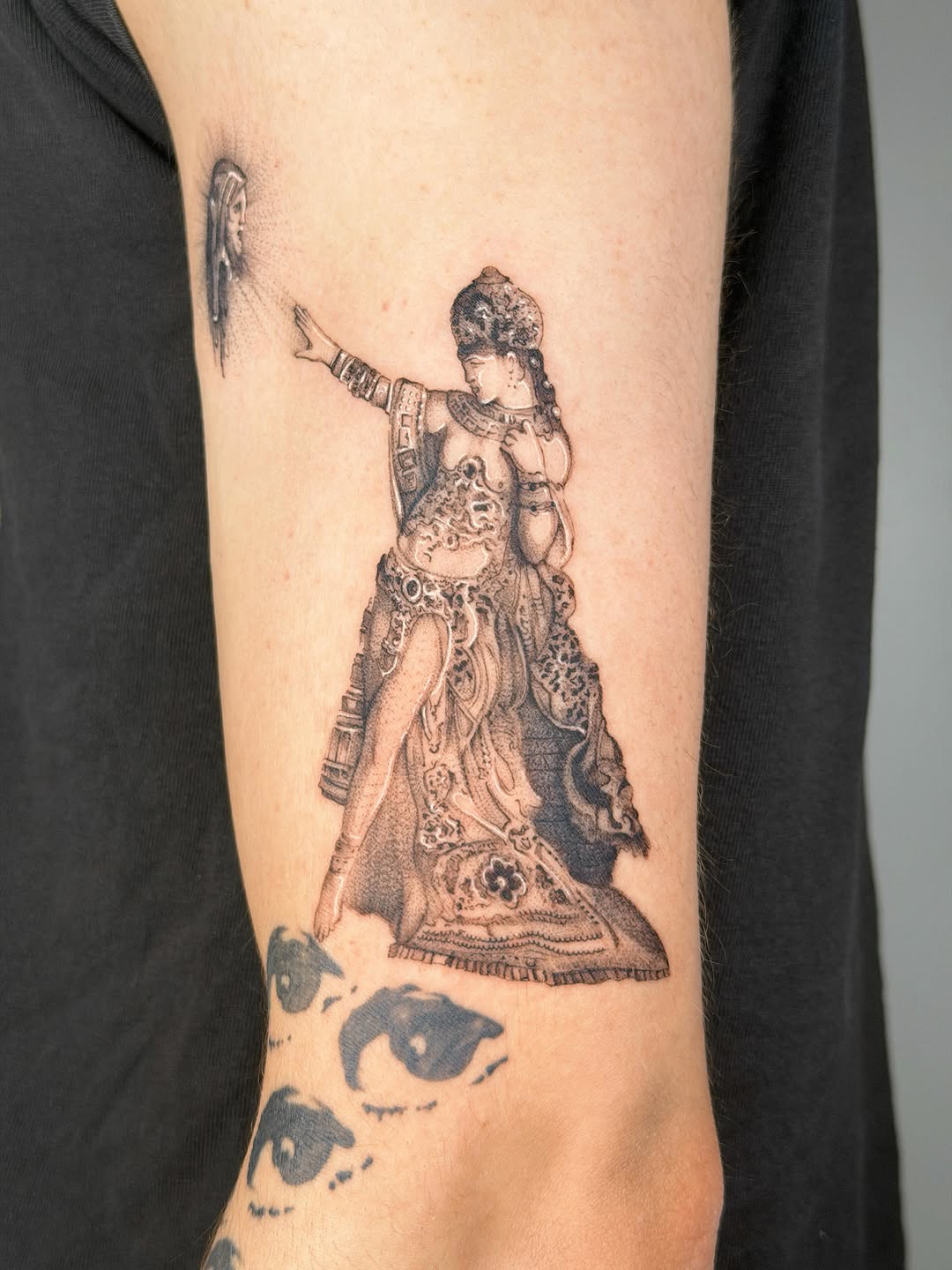 Tattoo by @studioweaverr — black_and_grey, illustrative