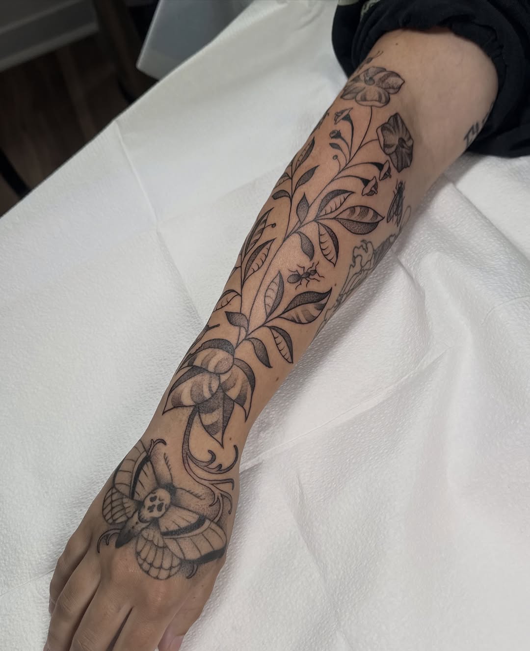 Tattoo by @allyghastly — black_and_grey, fine_line