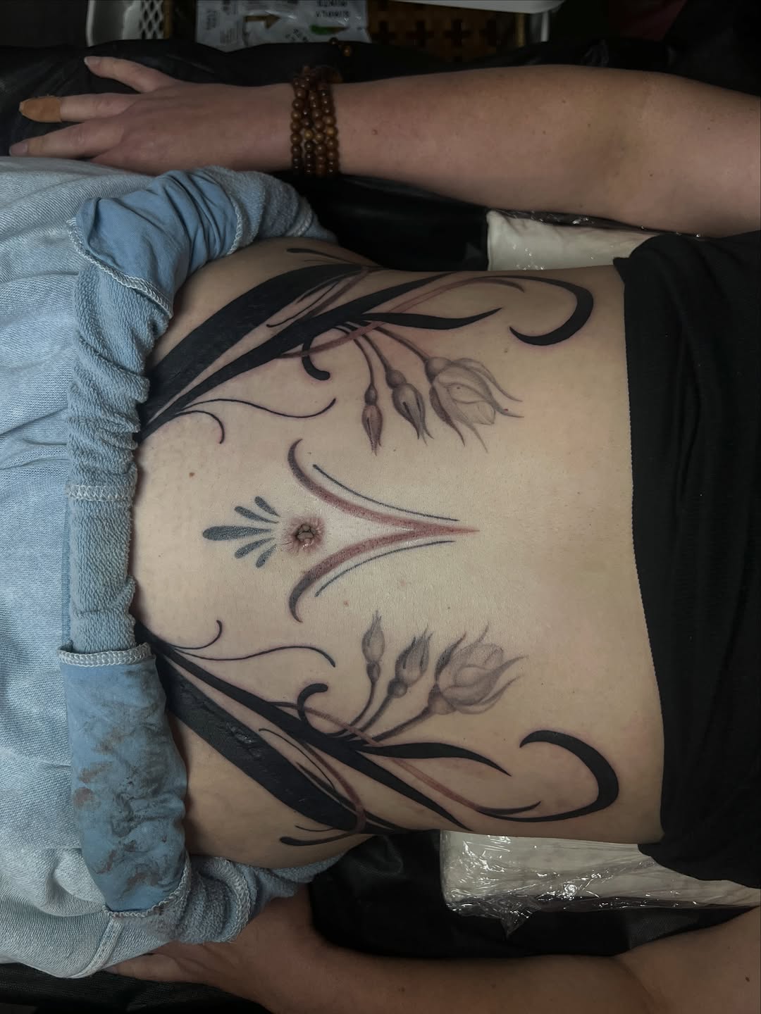Tattoo by @mimzipma — ornamental, black_and_grey