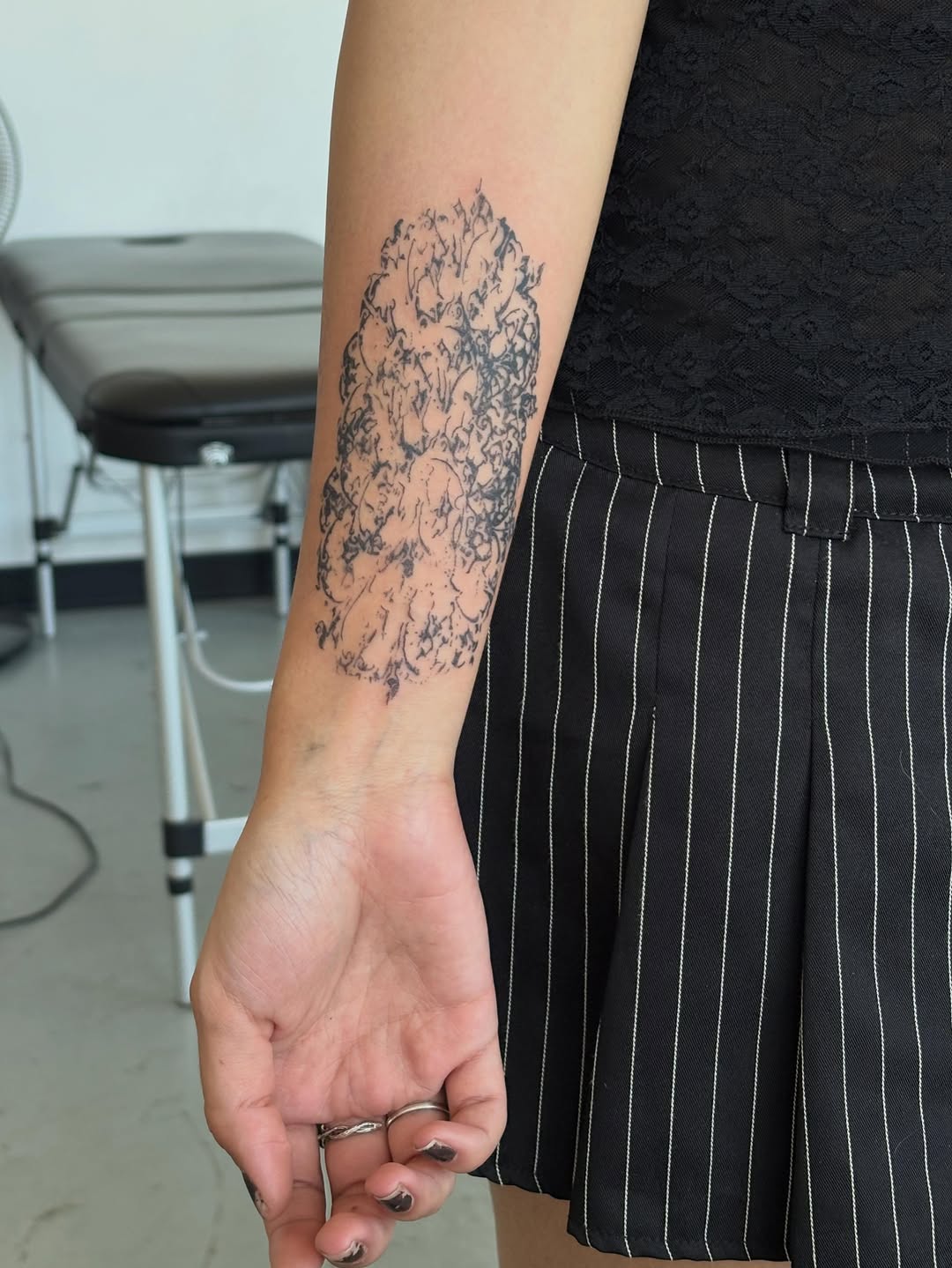 Tattoo by @spikecharms — illustrative, blackwork