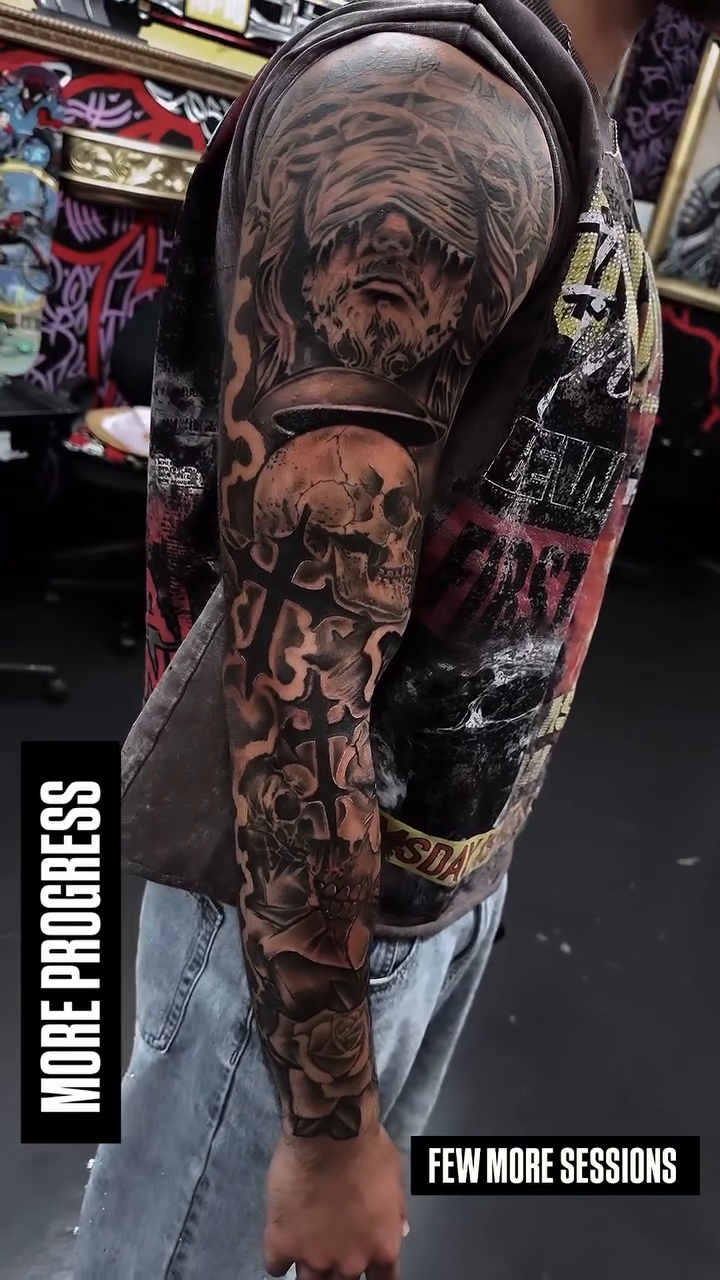 Tattoo by @lastofadyingbreed7777 — dark_realism, black_and_grey