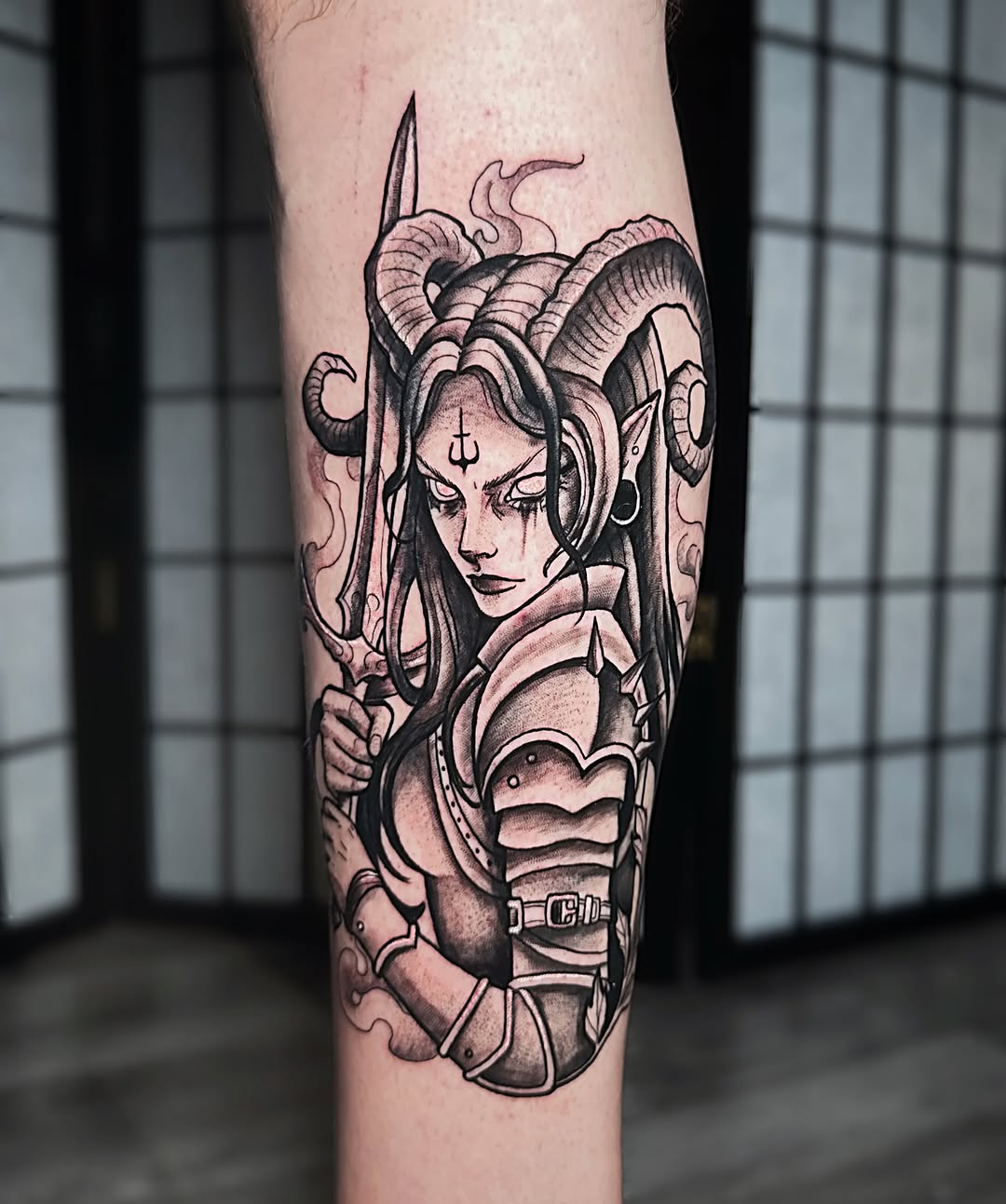 Tattoo by @spookycreature.art โ dark_realism, black_and_grey