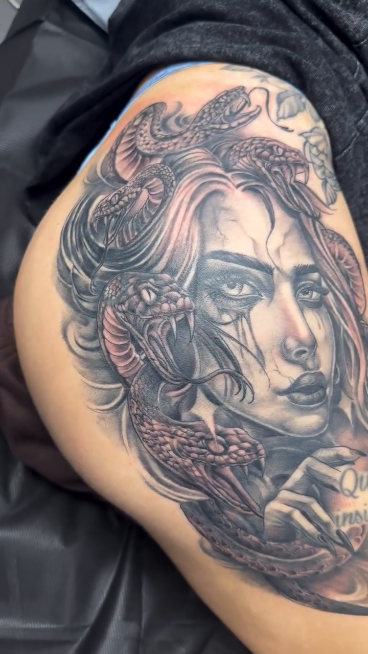 Tattoo by @steviegrandlegacy β realism, black_and_grey