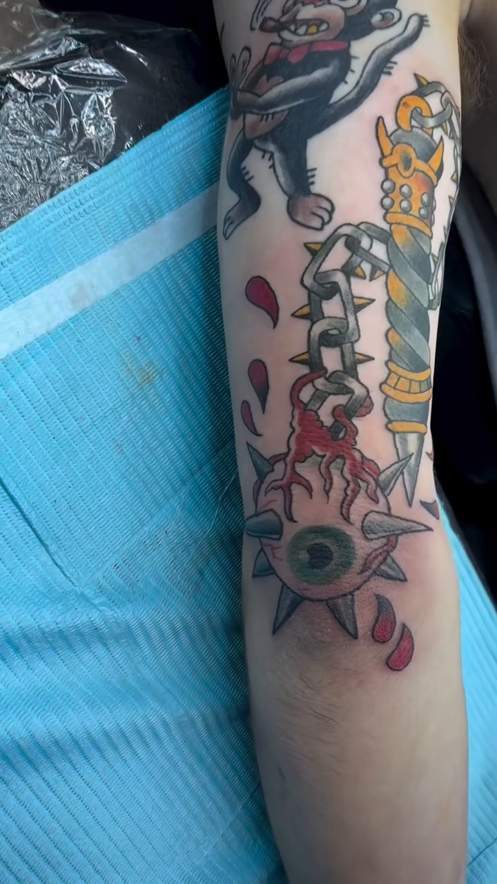 Tattoo by @robbiereeltattoo — american_traditional, illustrative