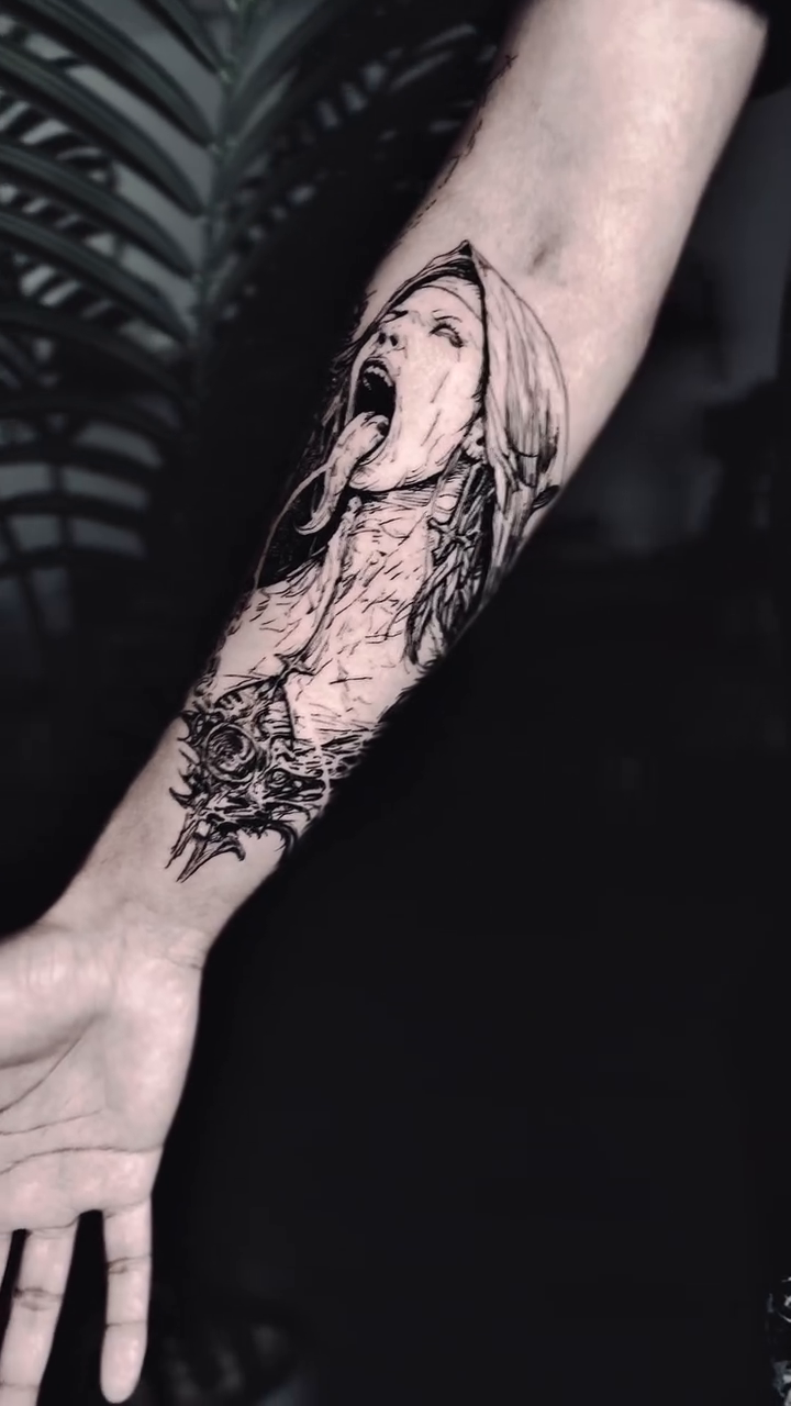 Tattoo by @bwk.darkart — blackwork