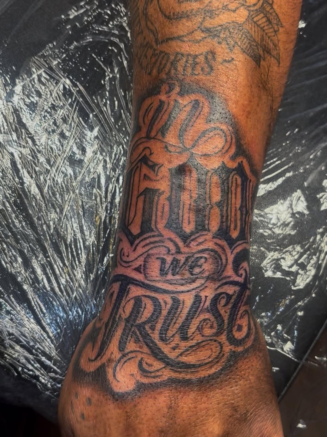 Tattoo by @ghostlyinktattoos — lettering_script, blackwork