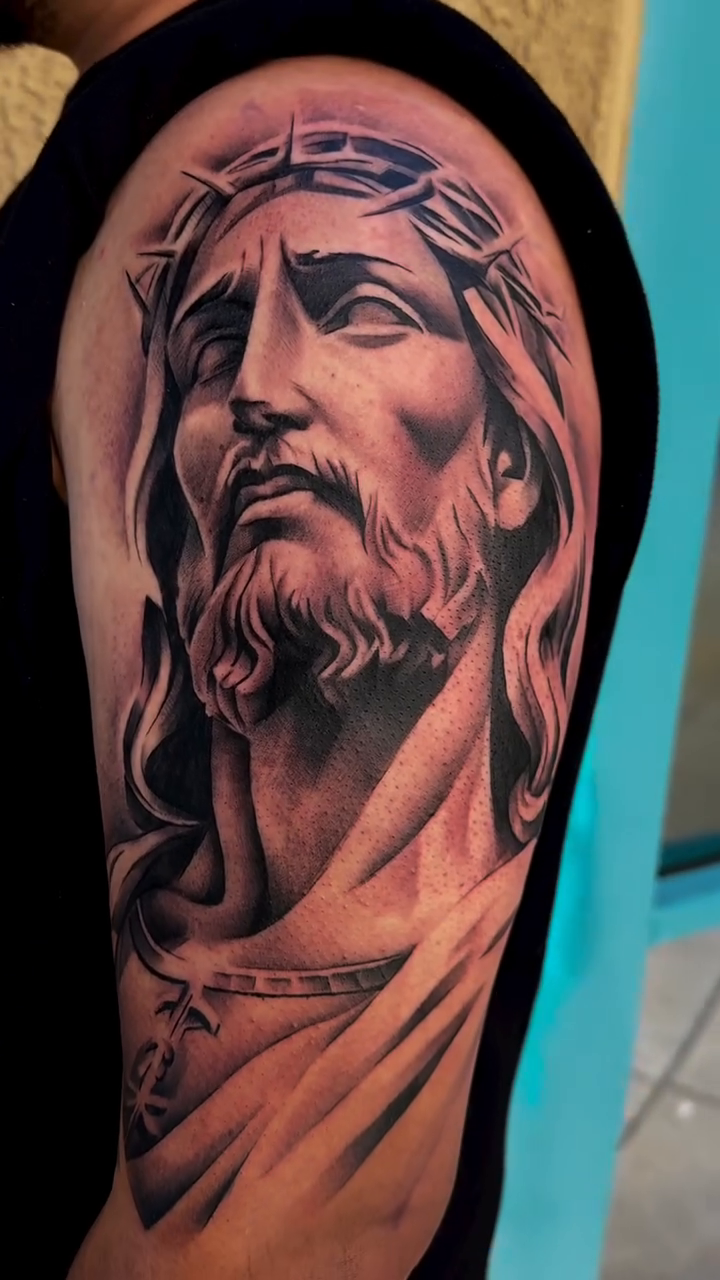 Tattoo by @alinas_tattoos — realism, black_and_grey