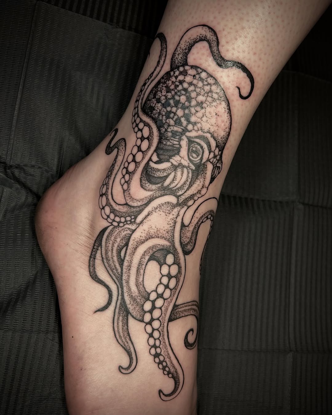 Tattoo by @dee.louisee — dotwork, black_and_grey