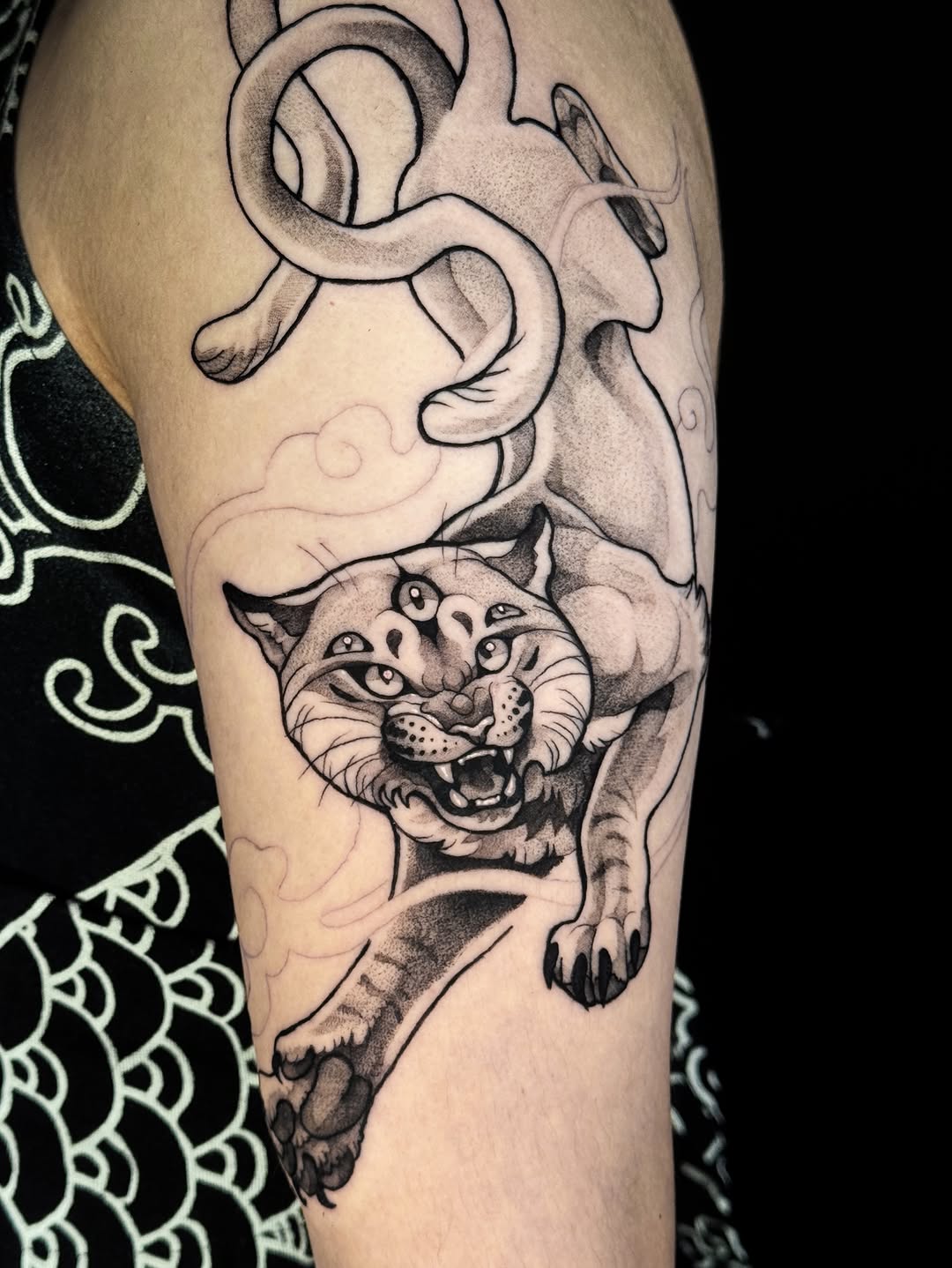 Tattoo by @roseshrubs — black_and_grey