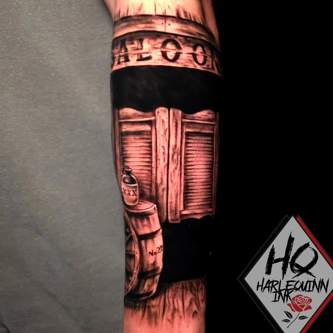 Tattoo by @harlequinn_ink — realism, black_and_grey