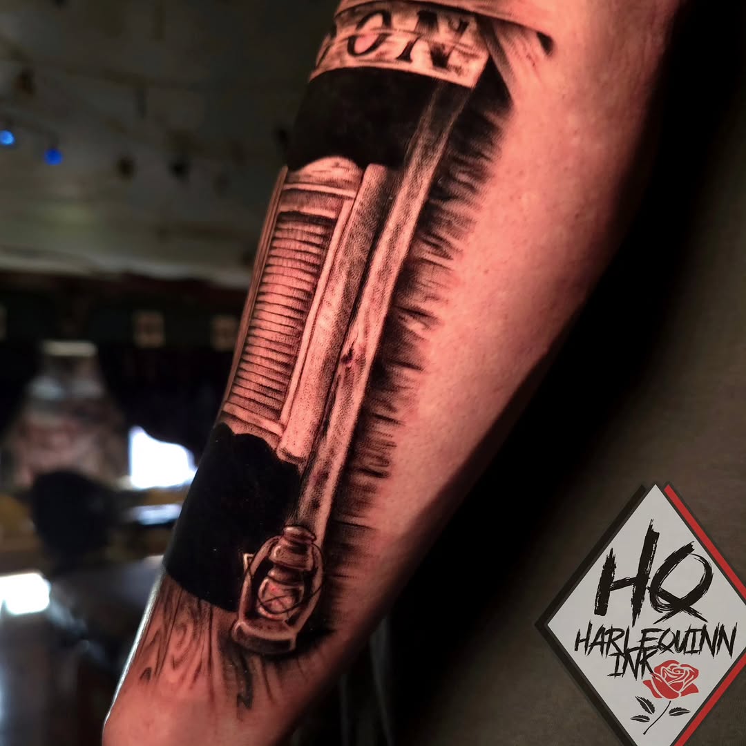 Tattoo by @harlequinn_ink — realism, black_and_grey