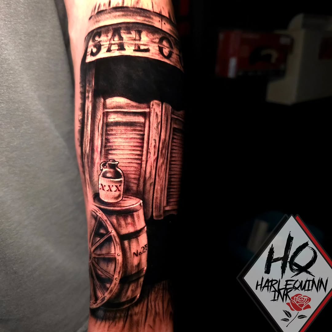 Tattoo by @harlequinn_ink — realism, black_and_grey
