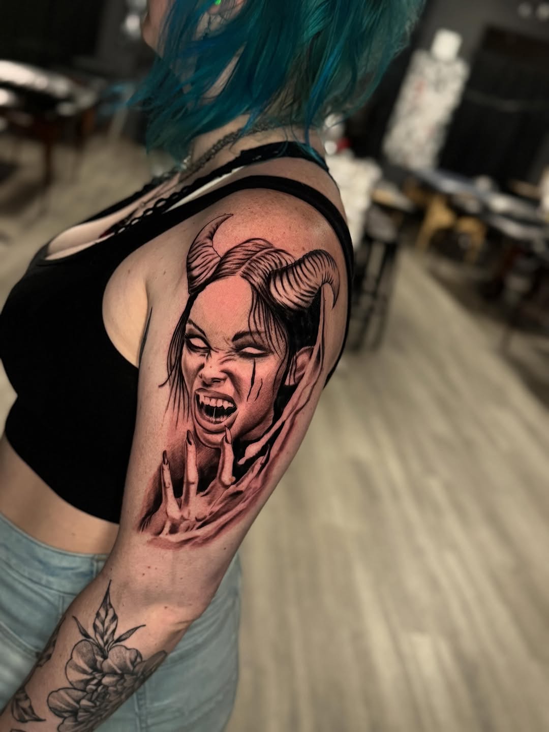 Tattoo by @unrendered_tattz — realism, dark_realism