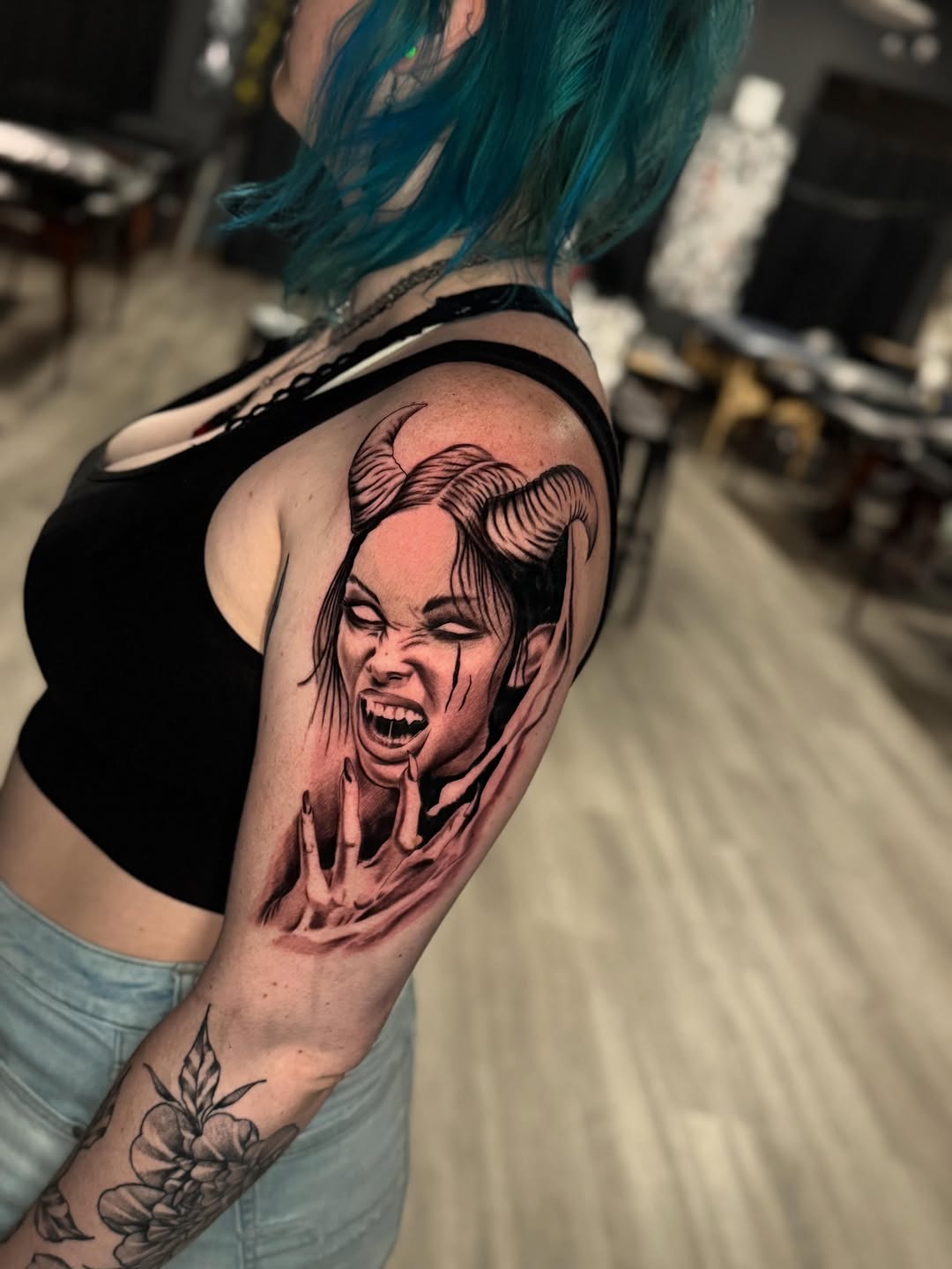 Tattoo by @unrendered_tattz — realism, dark_realism