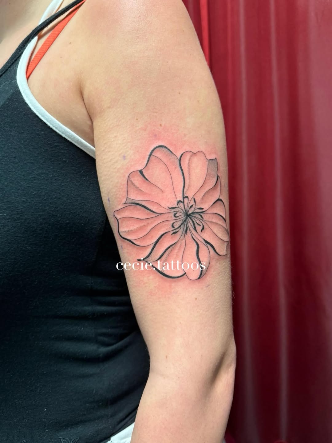 Tattoo by @cecie.tattoos — fine_line, black_and_grey