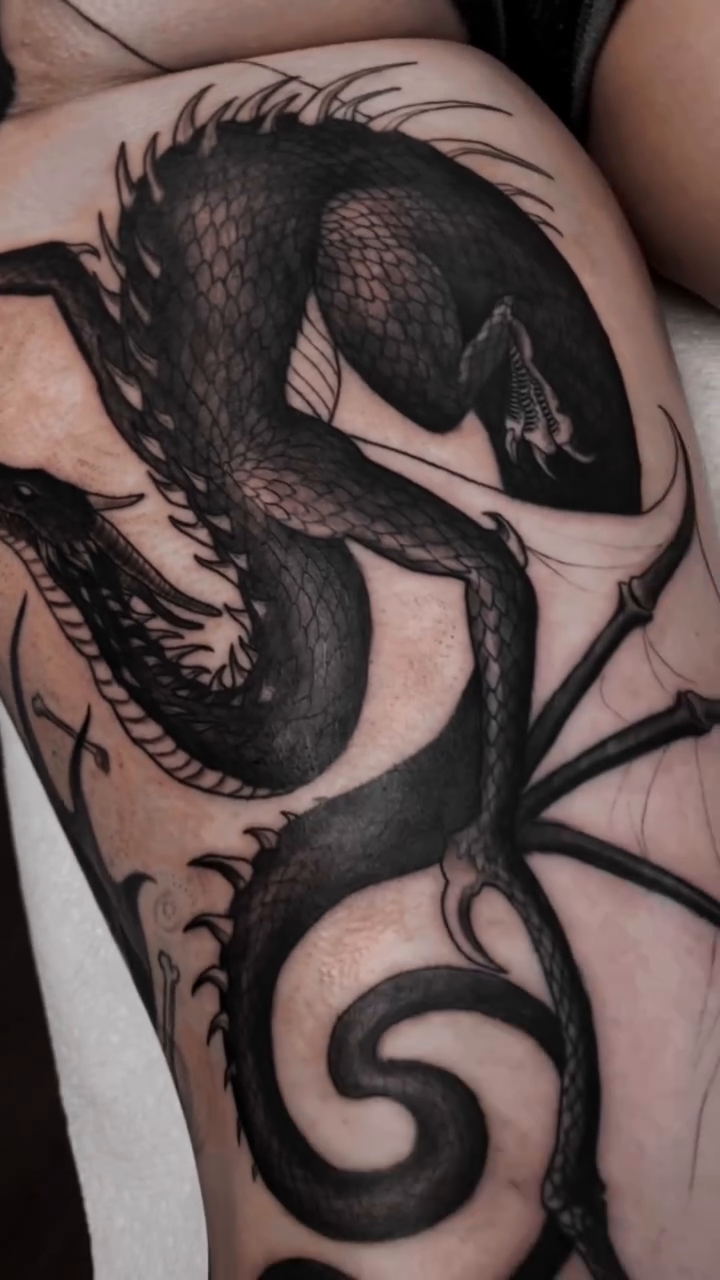 Tattoo by @marissatattoos — dark_realism, blackwork