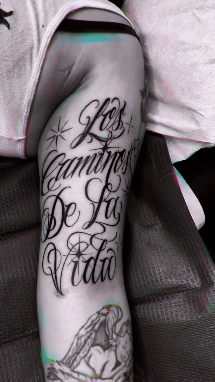 Tattoo by @sylvia_duenas — lettering_script, chicano