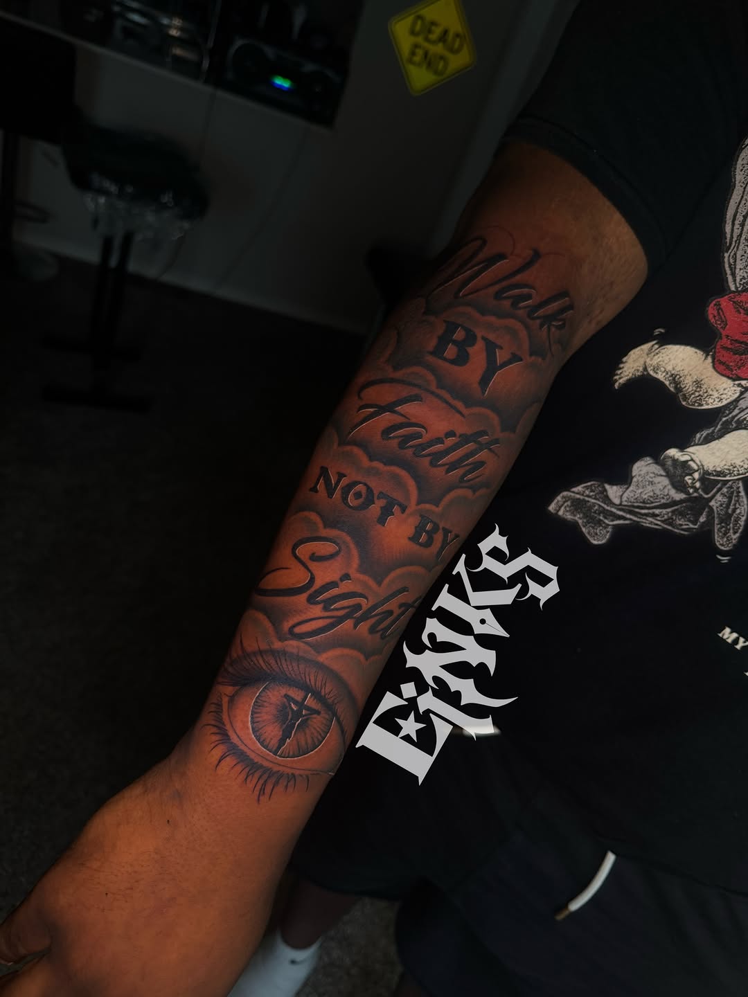 Tattoo by @einksss — lettering_script, black_and_grey