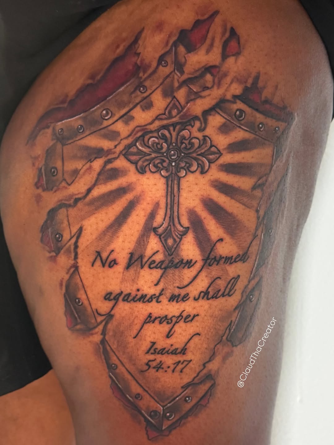 Tattoo by @claudthacreator — lettering_script, black_and_grey