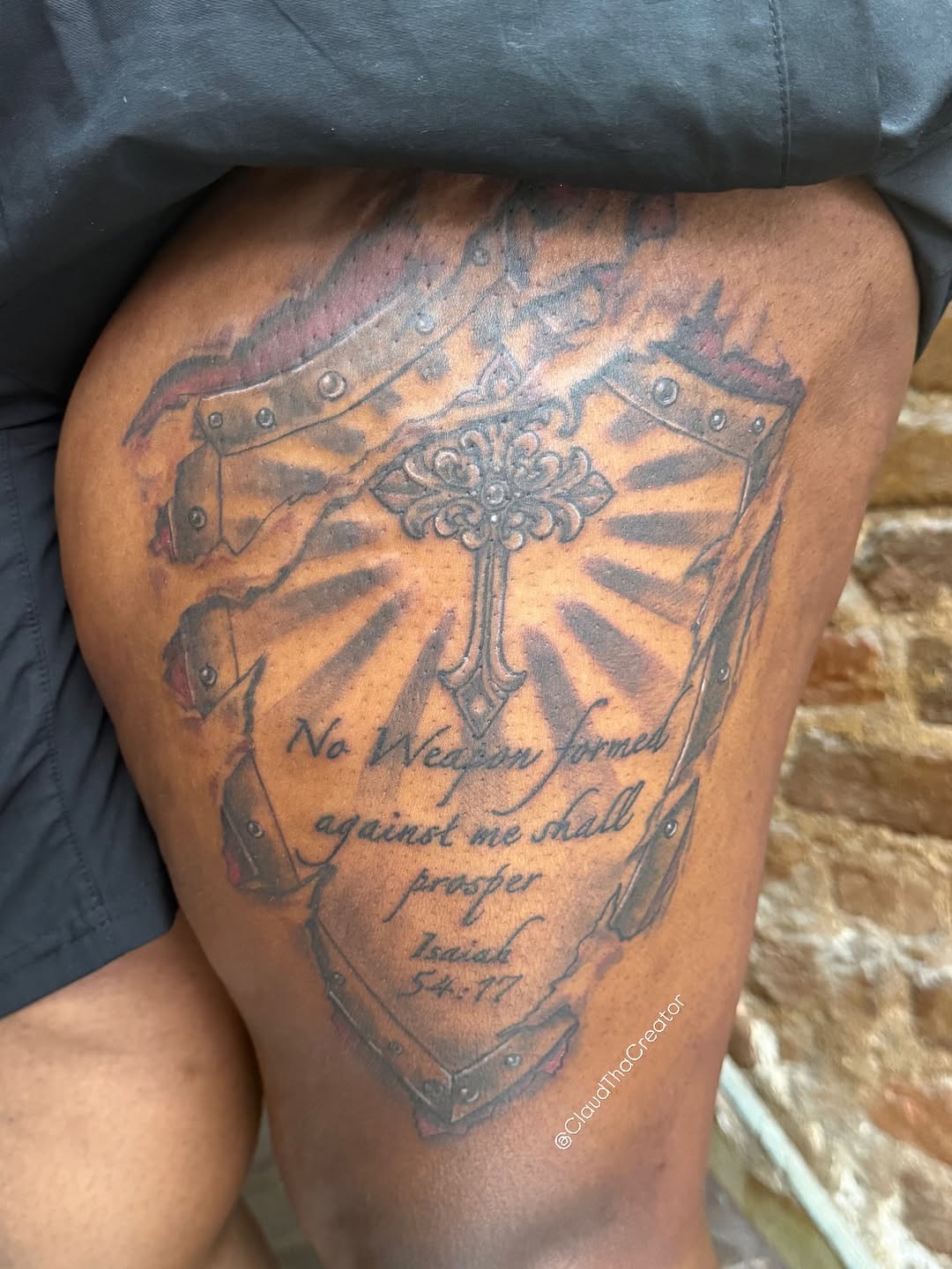 Tattoo by @claudthacreator — lettering_script, black_and_grey