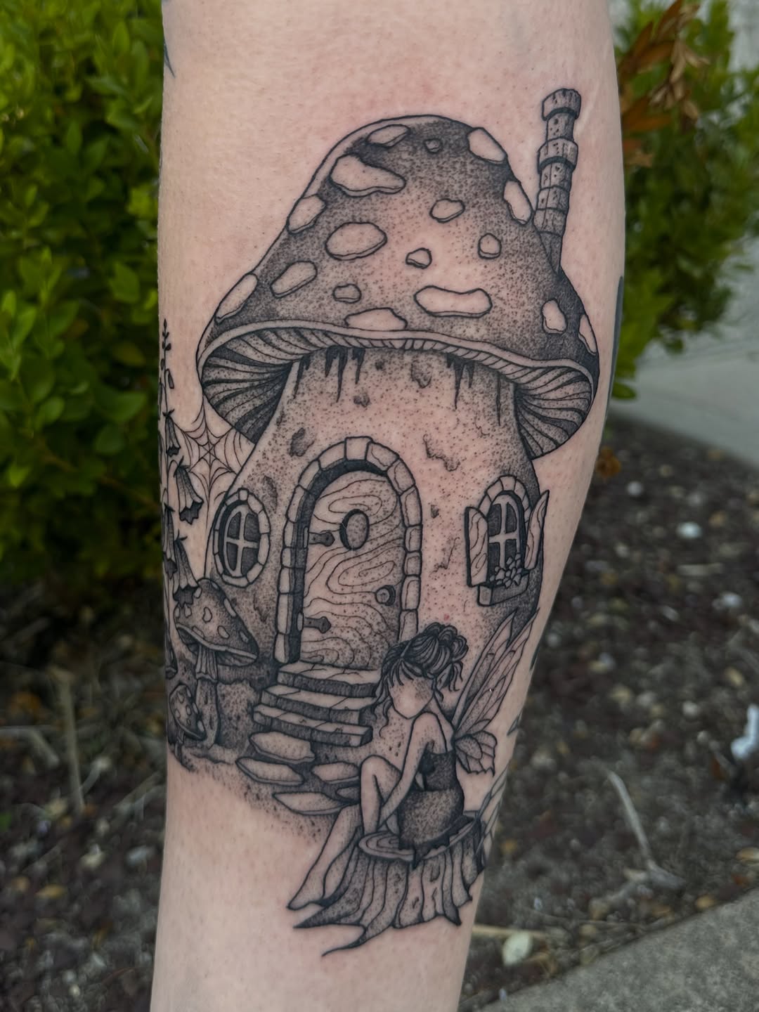 Tattoo by @nancyrose.art — illustrative, dotwork