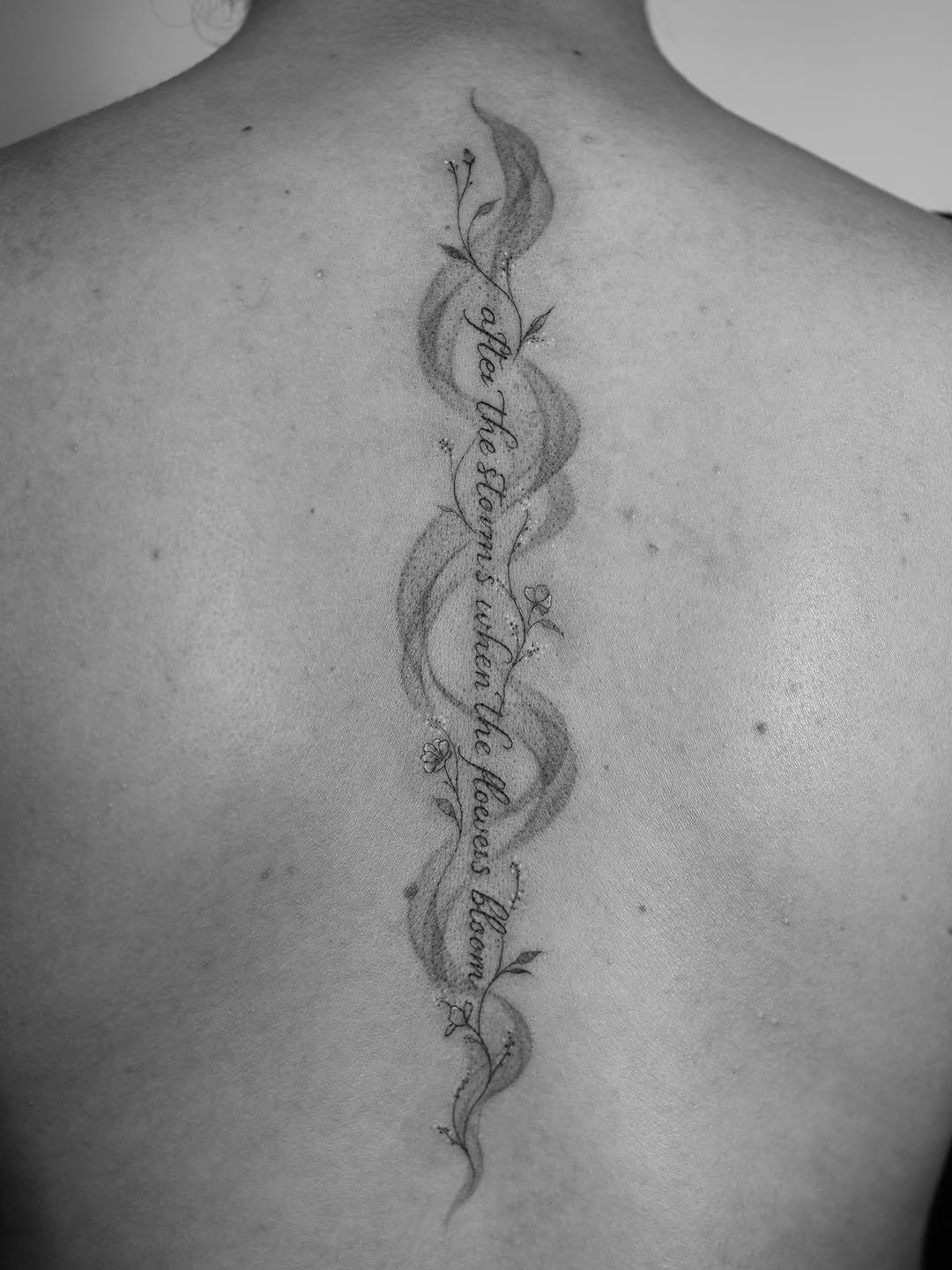 Tattoo by @xiu.tattoos — lettering_script, fine_line