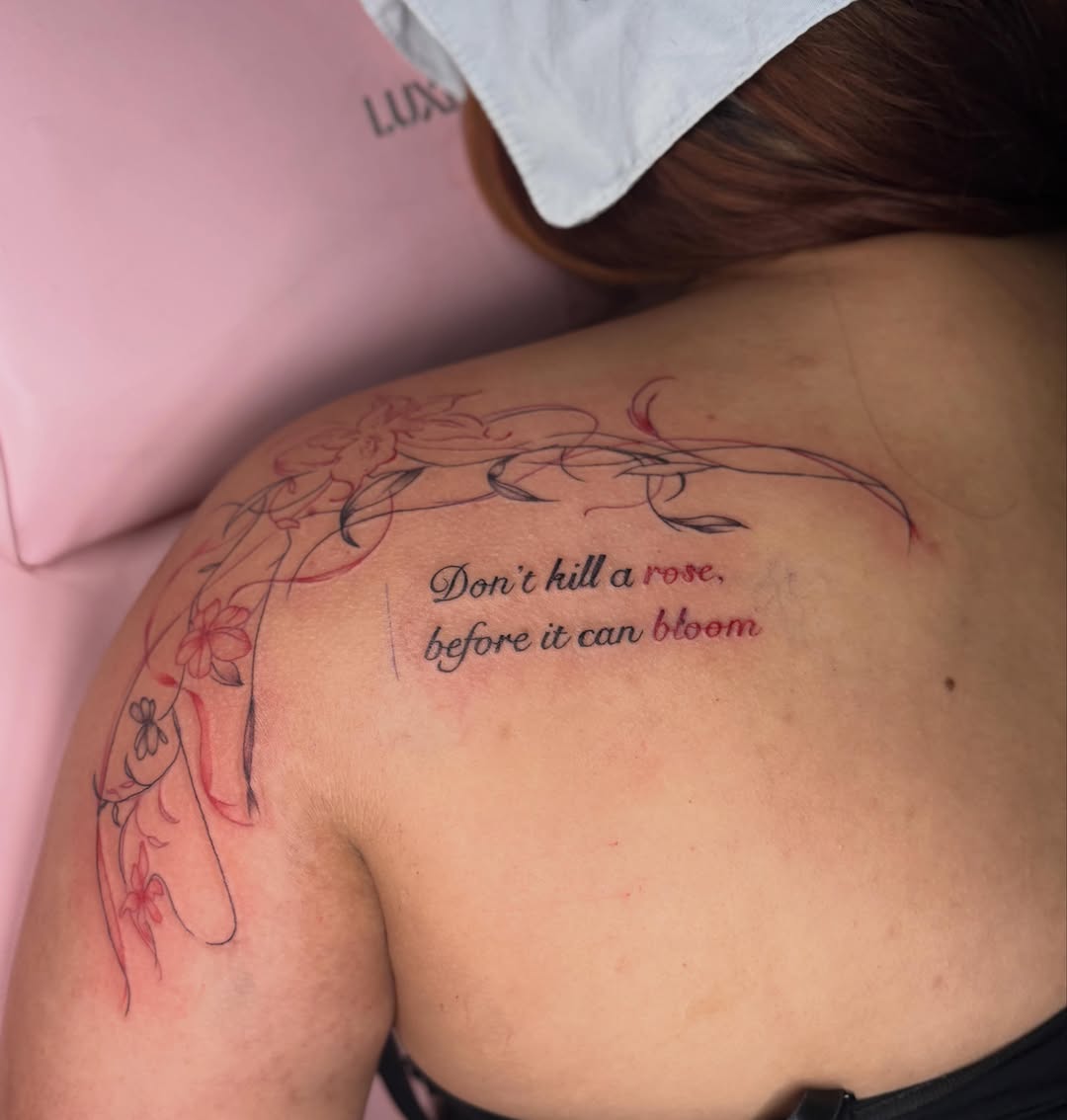 Tattoo by @santos.tattoos.official — fine_line, lettering_script