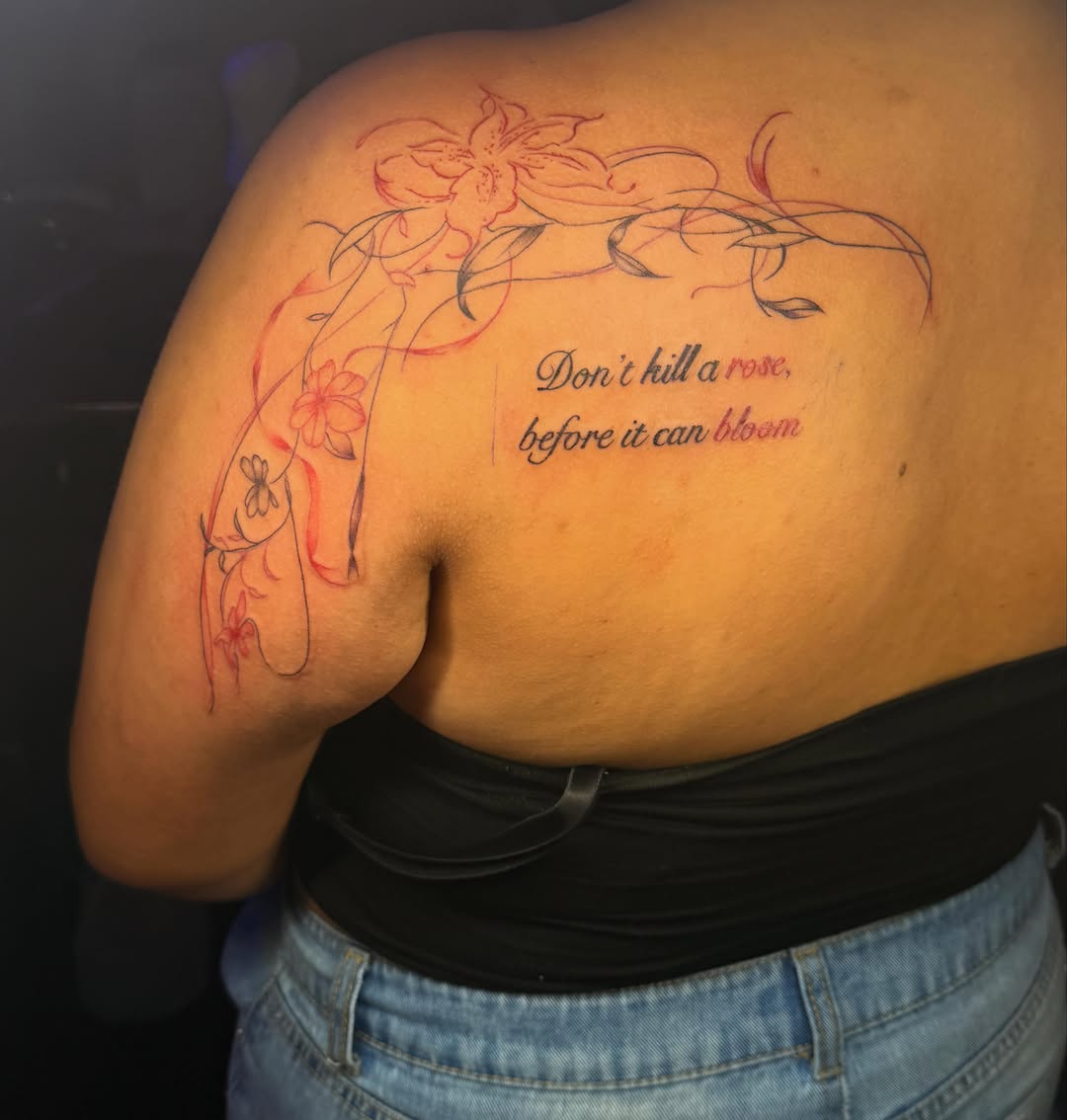 Tattoo by @santos.tattoos.official — lettering_script, fine_line