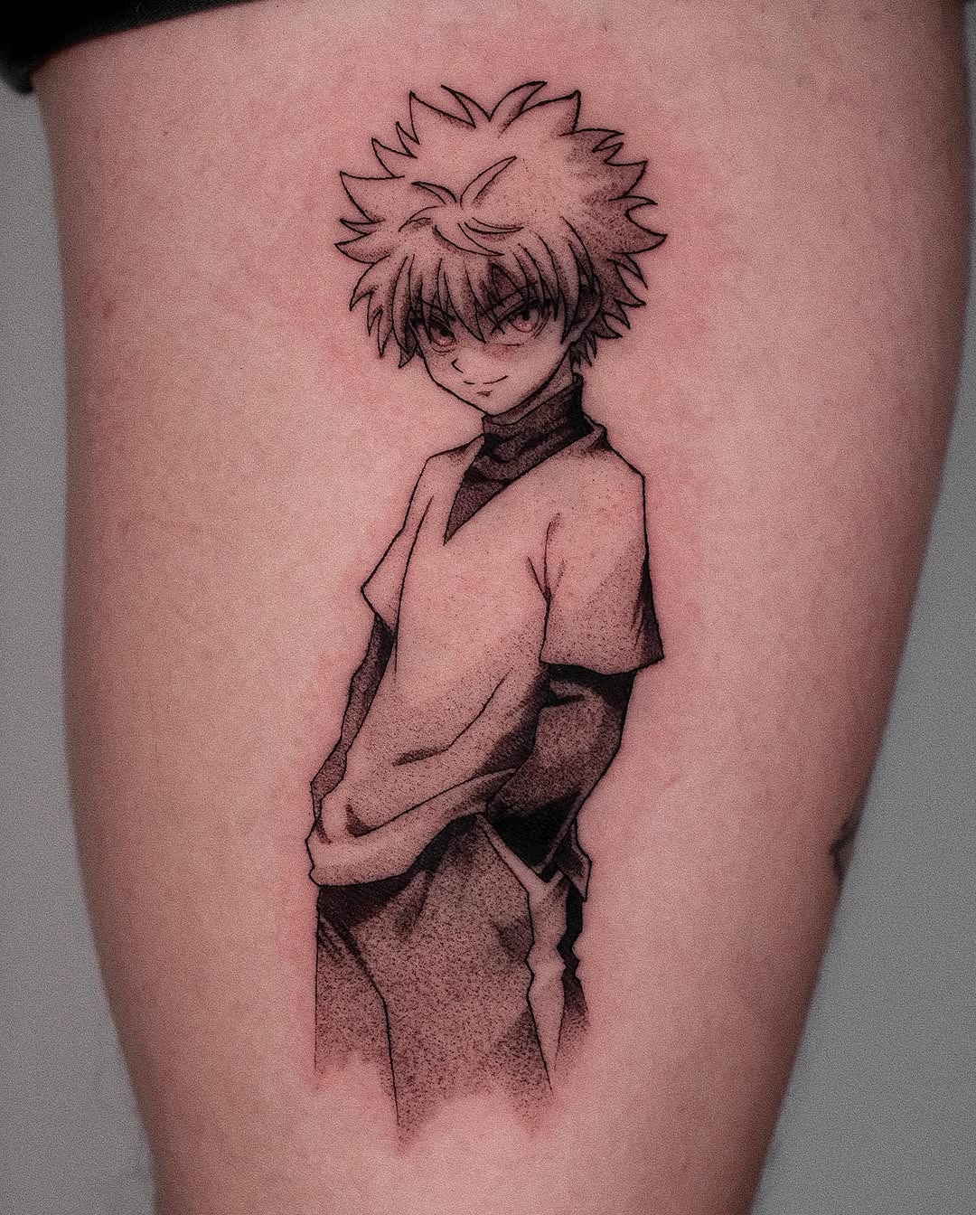 Tattoo by @tattooist_monday — anime, dotwork