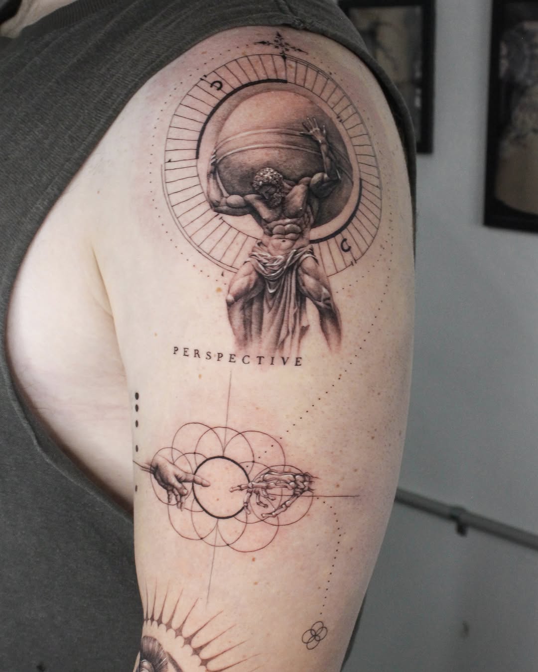 Tattoo by @ej.mireu_ink — realism, geometric