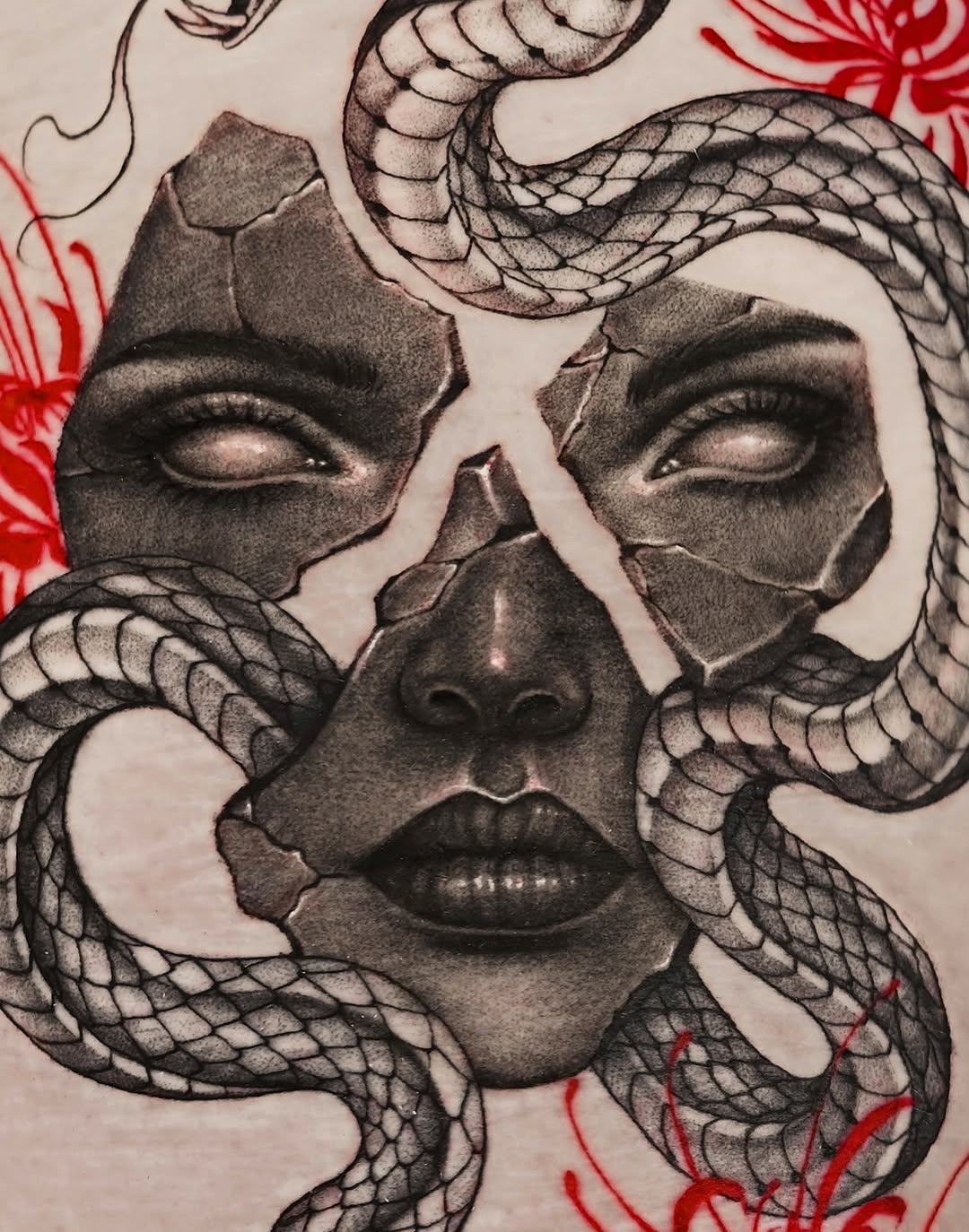 Tattoo by @hibakhantattoos — realism, dark_realism