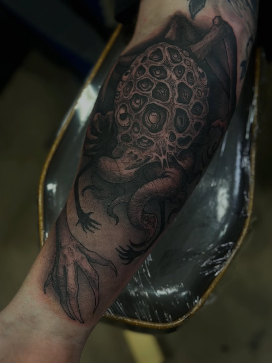 Tattoo by @carnivorousfx — dark_realism, black_and_grey