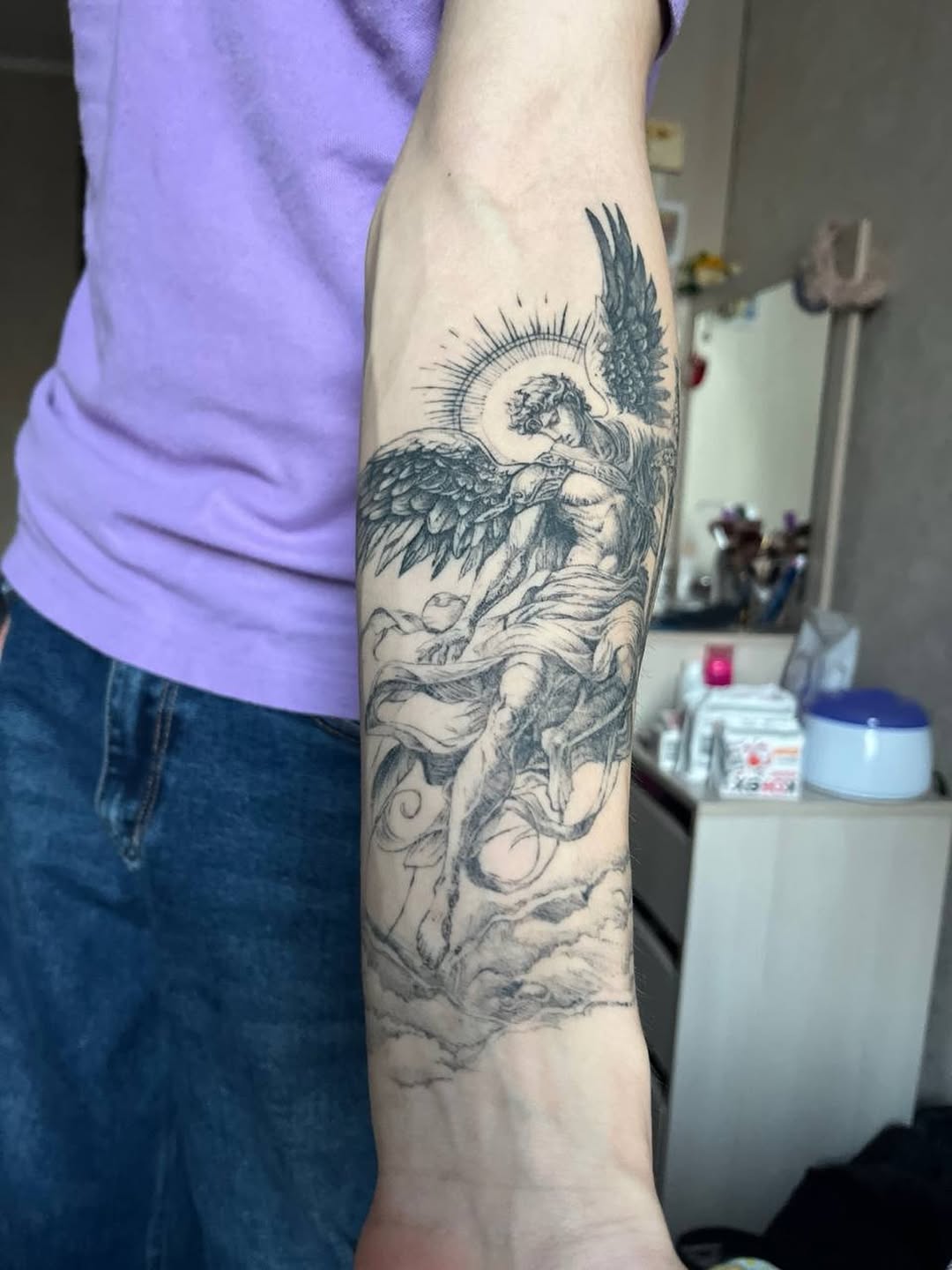 Tattoo by @alekseymolyarenko — black_and_grey, realism