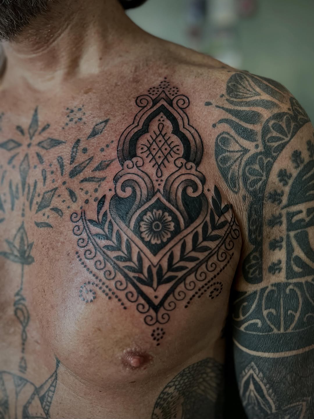 Tattoo by @dustytattoos — ornamental, black_and_grey