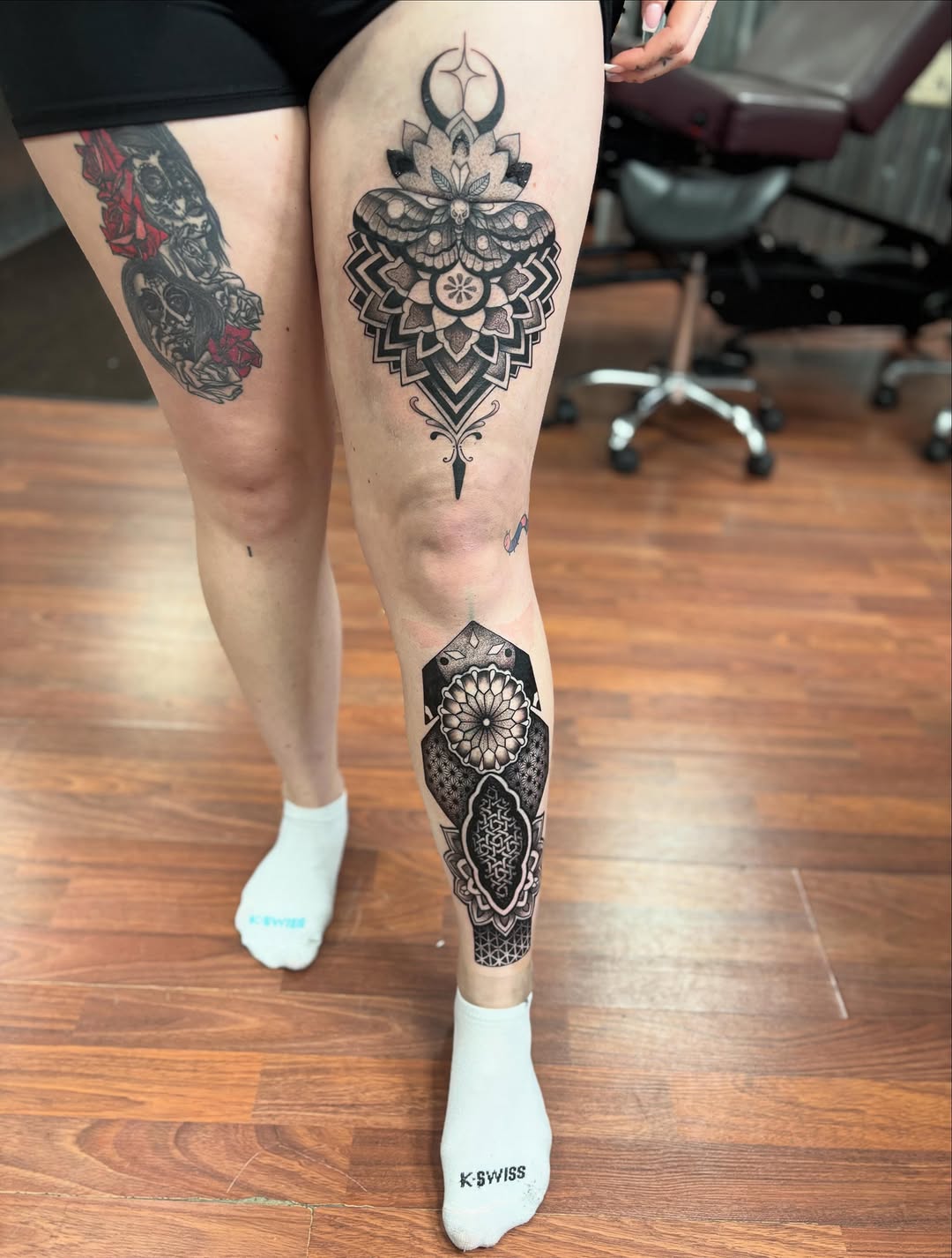Tattoo by @tattoos_by_trav — geometric, dotwork