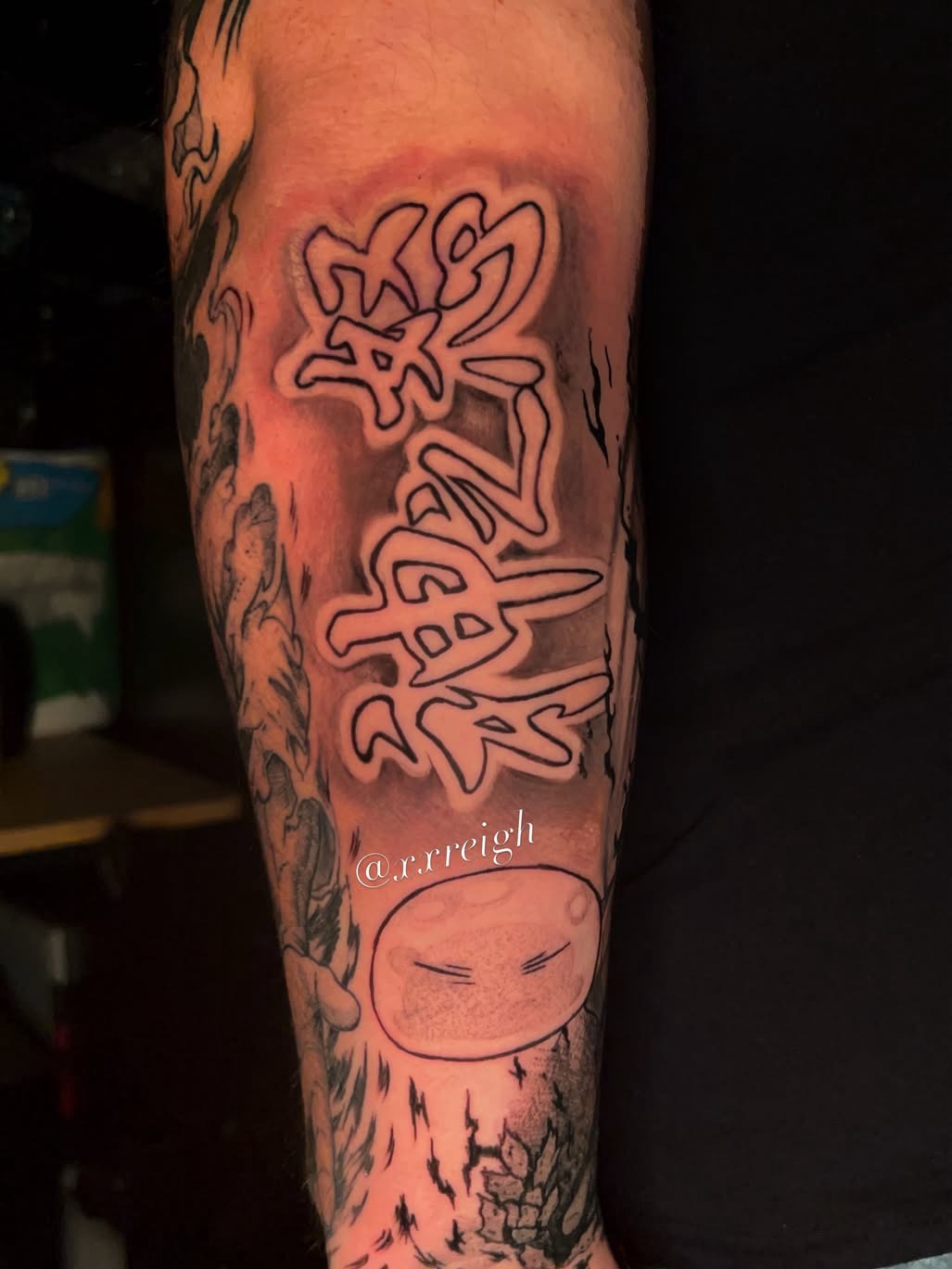 Tattoo by @xxreigh β lettering_script, black_and_grey