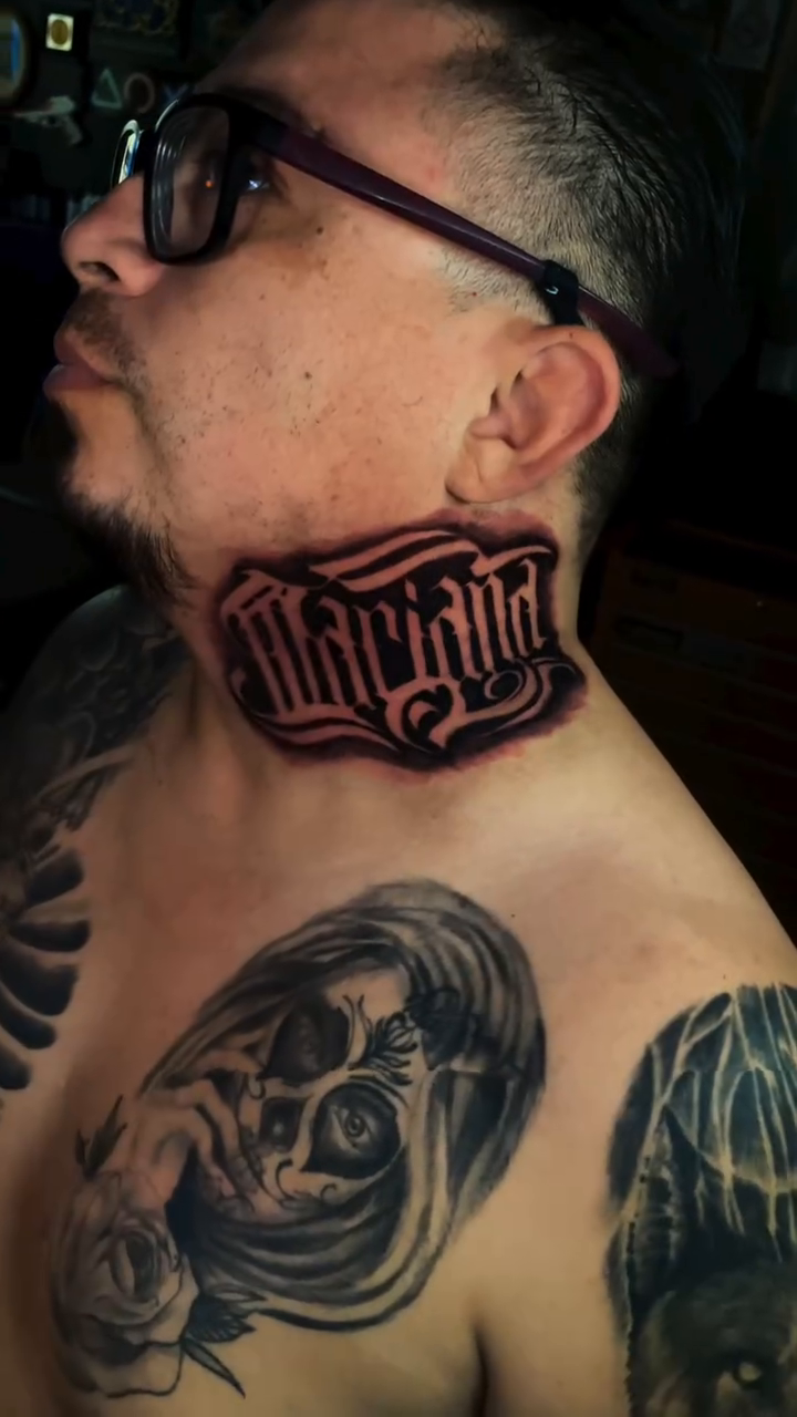 Tattoo by @el.ceko.romero — lettering_script, blackwork