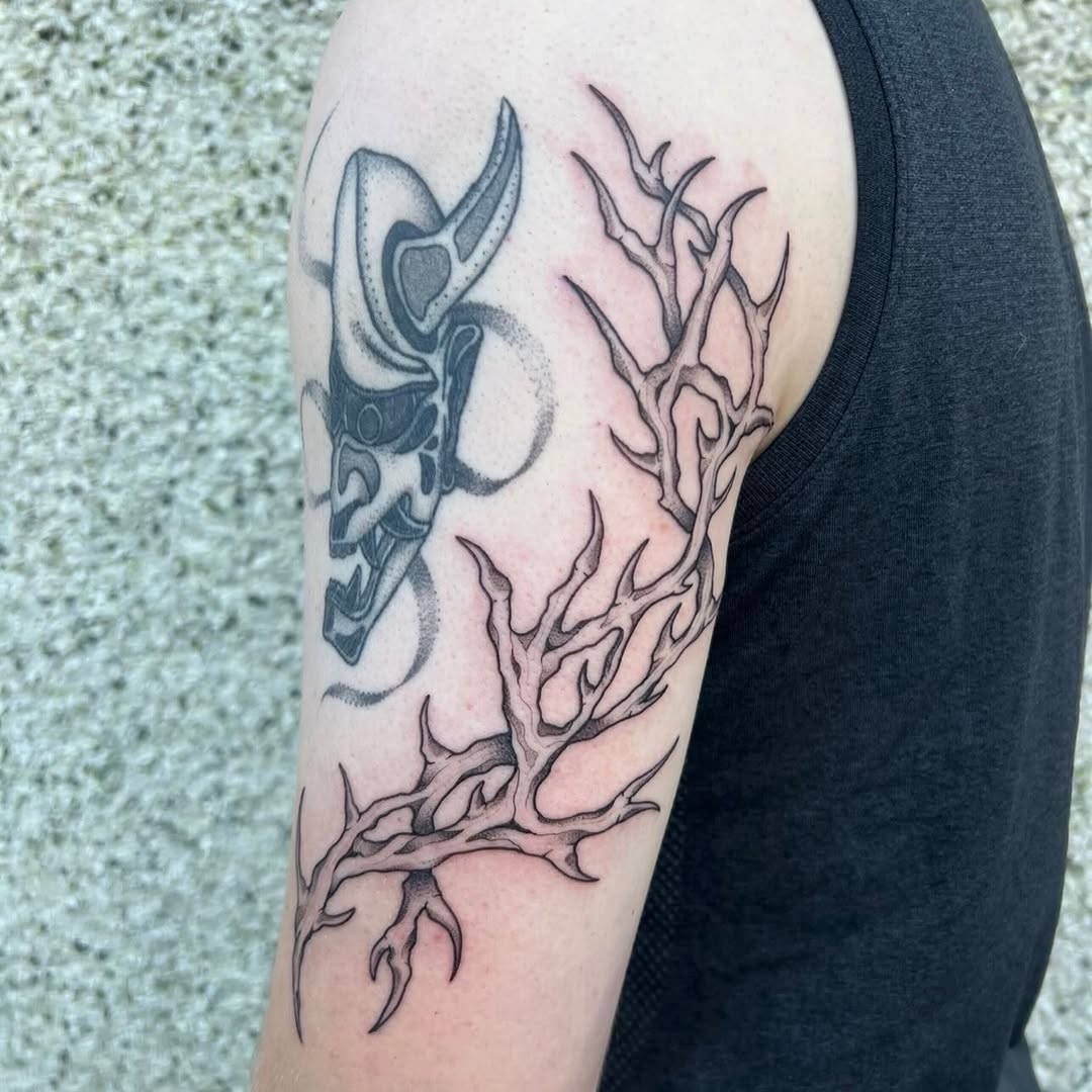 Tattoo by @allisoninkstattoo — black_and_grey, dotwork
